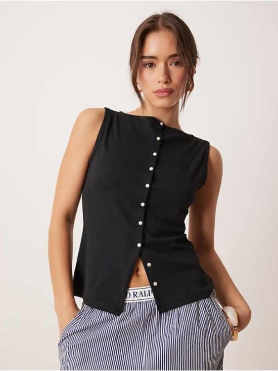 Abercrombie & Fitch Tops - Abercrombie & Fitch Black Sleeveless Button-Front Tank